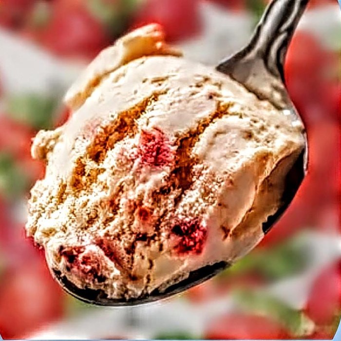 Berry ice cream scoops with blackberries