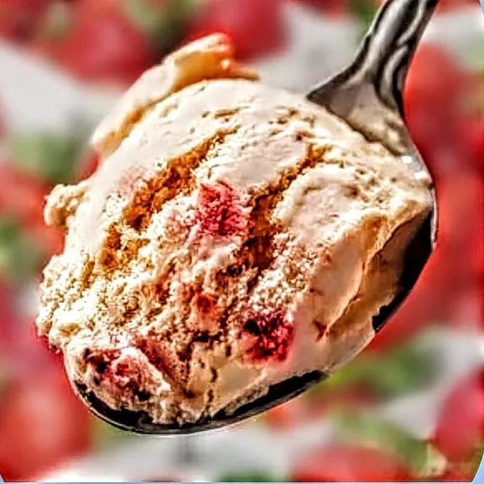 Berry ice cream scoops with blackberries